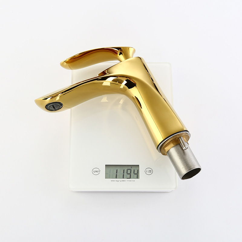 Jiumu all-copper Nordic-style golden washbasin faucet, bathroom, single-hole cold and hot water washing basin, washbasin and countertop undefined