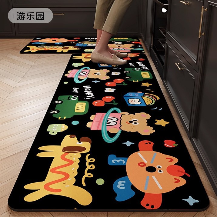 Cojín de cocina de dibujos animados resistente al desgaste resistente a la suciedad fácil de cuidar alfombra de barro de diatomeas absorción de agua absorción de aceite secado rápido cojín antideslizante doméstico