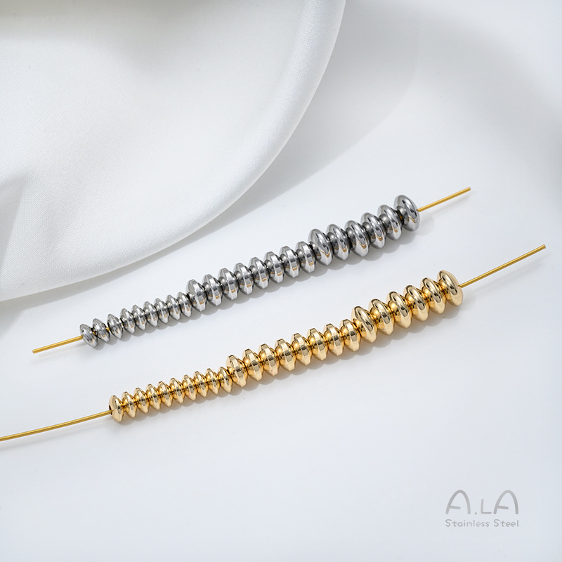 Non-Fading Titanium Steel Abacus Beads, Flying Saucer Beads, Spacer Beads, Bracelet Necklace Jewelry Accessories, Stainless Steel Beading Material