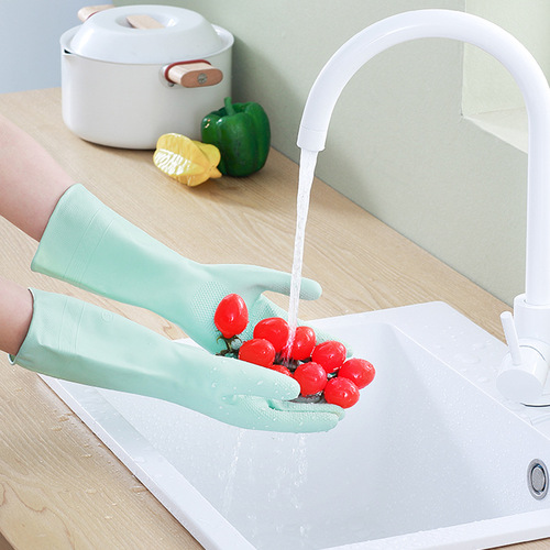 Dishwashing gloves thickened women's waterproof rubber latex kitchen durable cleaning housework protection washing clothes and dishes plastic