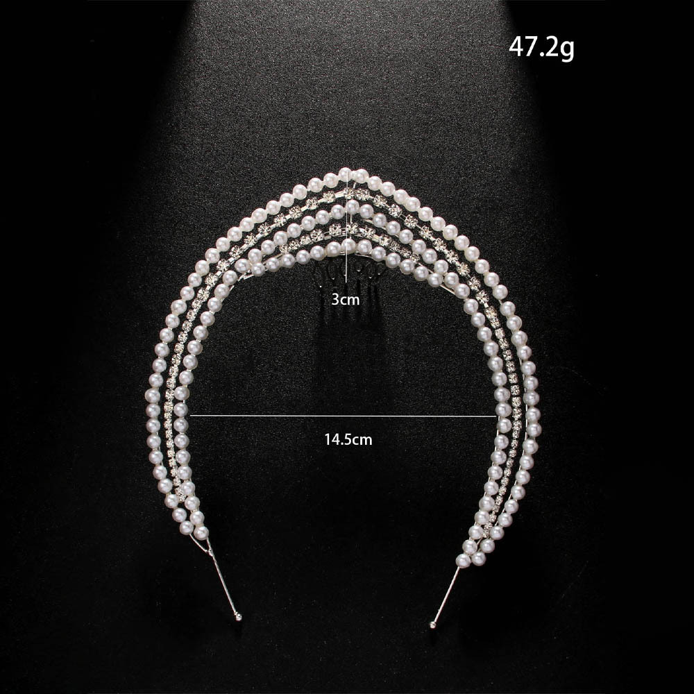 Europa y los Estados Unidos de lujo perla temperamento de cabello multicapa toque de cabello accesorios de alta calidad banda de cabeza femenina