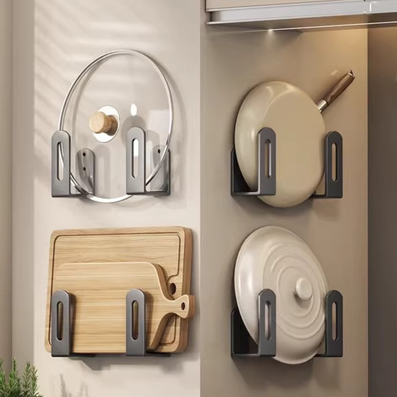 Tablas de cortar sin perforaciones montadas en la pared, estantes para tablas de cortar, estantes para tapas de ollas de cocina, estantes de almacenamiento de pared multifuncionales