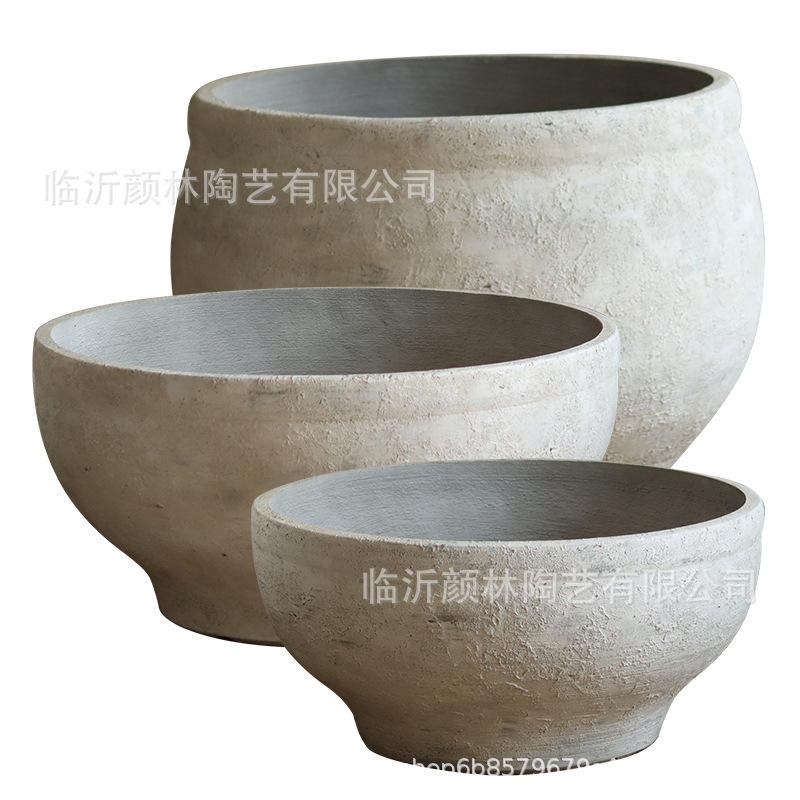 Retro cemento blanco gran maceta de flores nórdica simple gran maceta de flores hotel villa paisaje verde maceta de magnesio maceta de barro