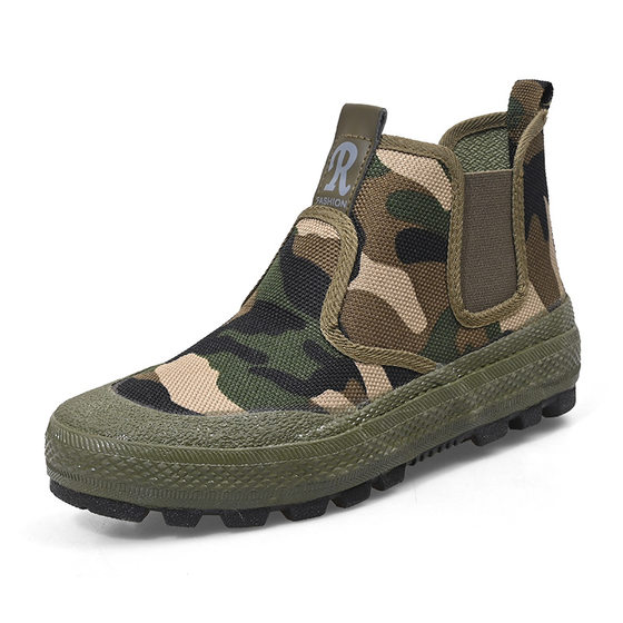 genuine goods Jihua 3520 new ingot shoes high canvas shoes camouflage shoes construction site farmland non-slip outdoor release shoes