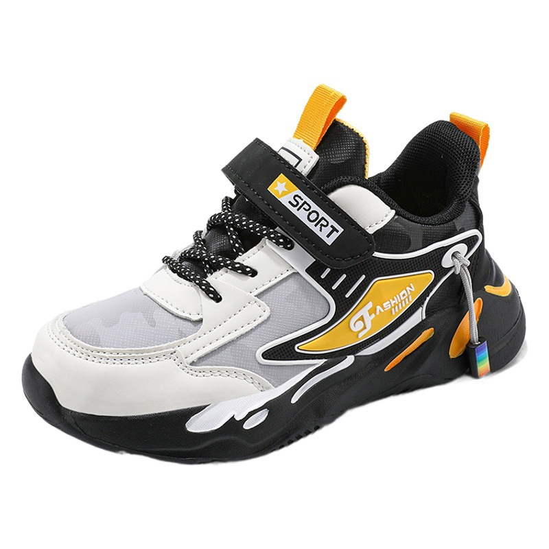 Zapatos para niños zapatilla de deporte de los muchachos zapatos casuales de cuero impermeables para los estudiantes de la escuela primaria ligero suave inferior medio y grandes zapatos de papá de los niños