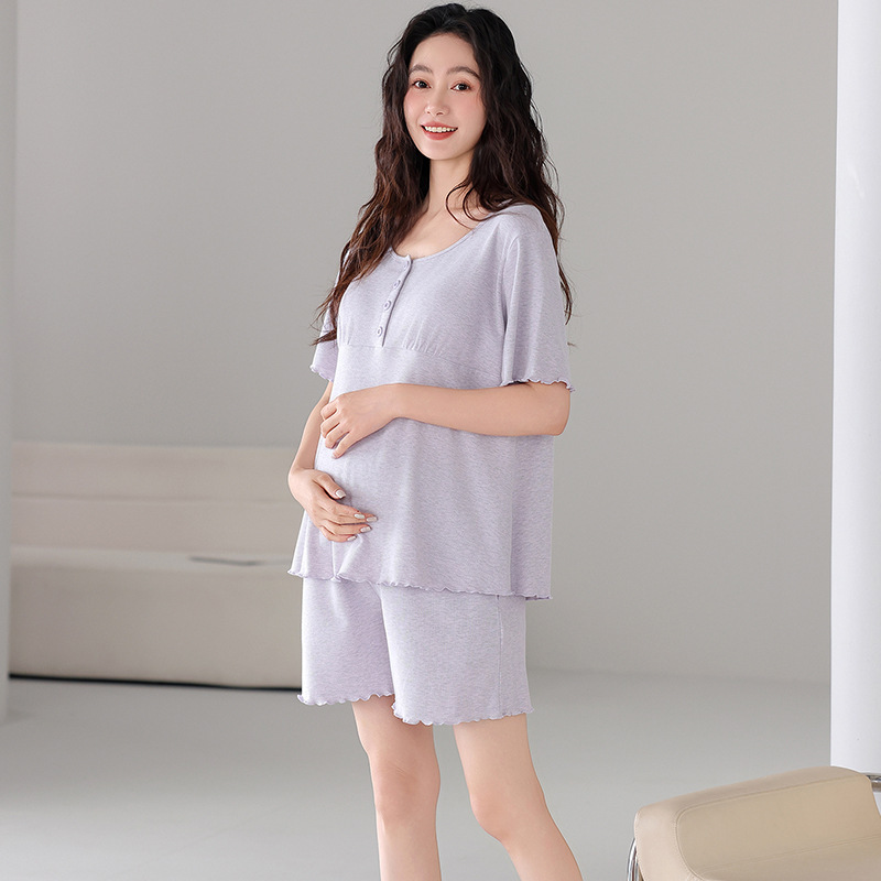 Maternity Pajamas with Breast Pads, Short-Sleeved Shorts, Maternity Pajamas, Women's Summer Thin Modal Cotton Postpartum Nursing Home Clothes Maternity Pajamas with Breast Pads, Short-Sleeved Shorts, Maternity Pajamas, Women's Summer Thin Modal Cotton Postpartum Nursing Home Clothes