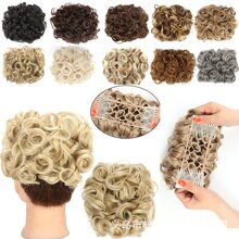 源头批发发包外贸插梳蓬松复古风卷发包假发欧美花苞女化纤盘发圈