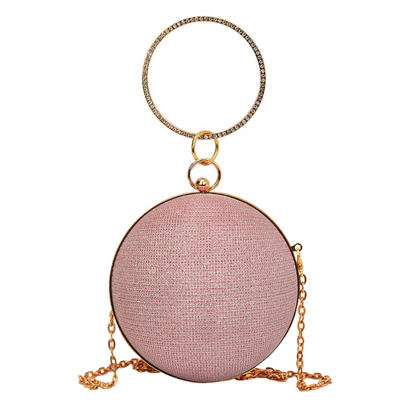 Bolso de noche, bolso de hombro brillante con diamantes, bolso redondo con diamantes, bolso de mano, bolso cruzado con incrustaciones de diamantes, versátil y de lujo ligero