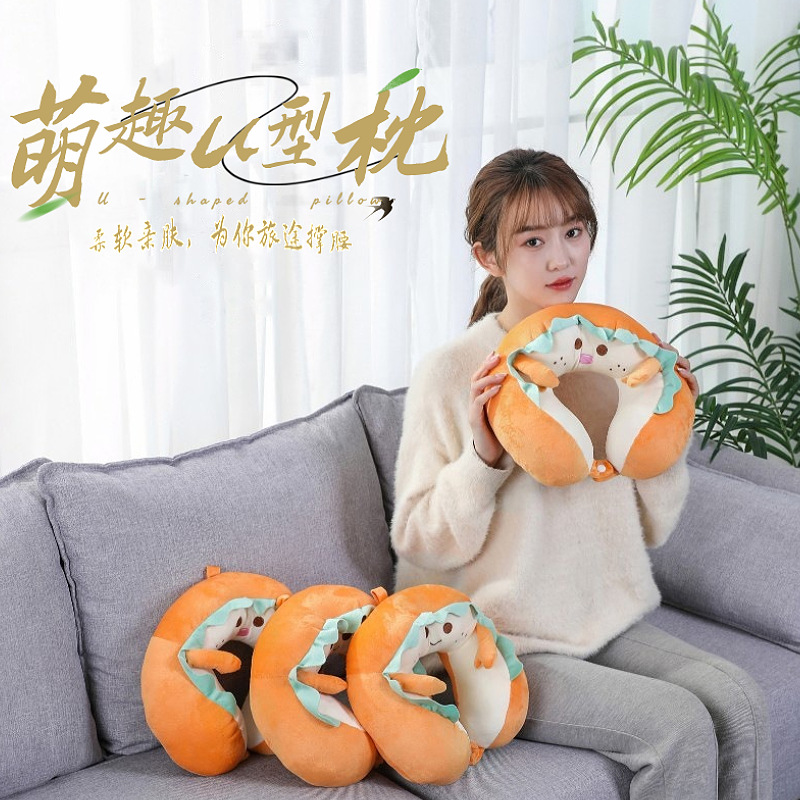 Factory gifts wholesale cute creative cartoon toast U-shaped neck protection travel aircraft high-speed rail neck pillow