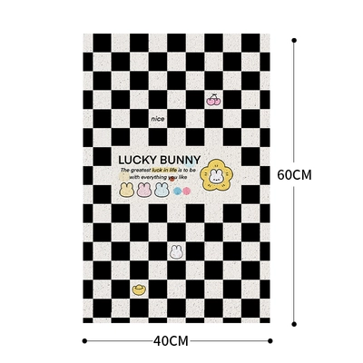 Mat Silk Loop Free Cutting: Electric vehicle foot mat - 40x60silk-circle-feet-checkerboard-rabbit
