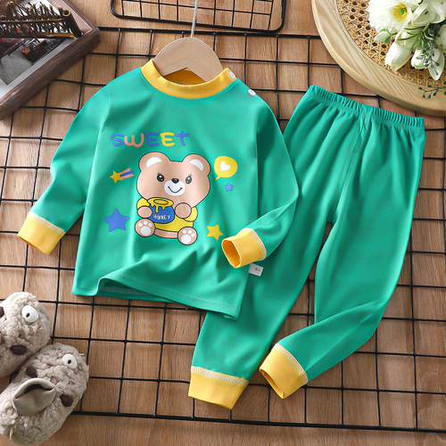 2024 New Children's Pure Cotton Autumn Clothes Autumn Pants Underwear Autumn Winter Spring Suits Home Clothing Boys Girls Children's Clothing Pajamas