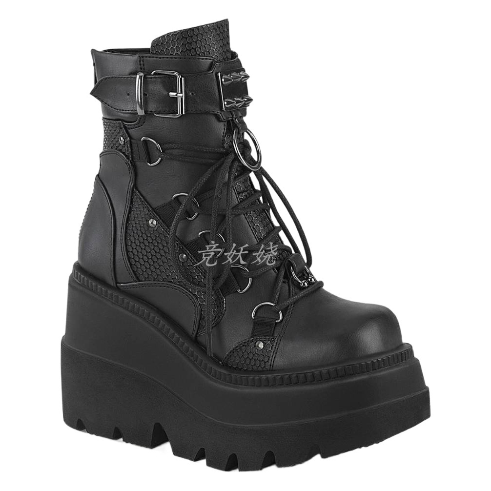 Amazon deseo Comercio exterior más suministro 2021 plataforma de invierno gótico cuña botas de media pantorrilla botas de mujer