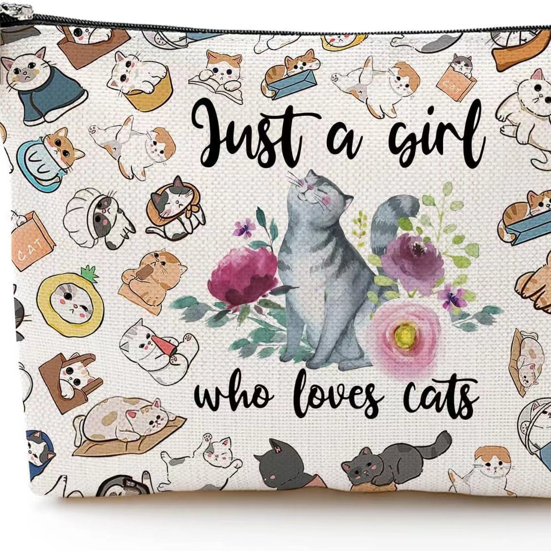 Nueva bolsa de maquillaje impermeable lino Amazon venta caliente bolsa de maquillaje de animales bolsa de mano bolsa de lavado bolsa de tela pequeña bolsa de almacenamiento