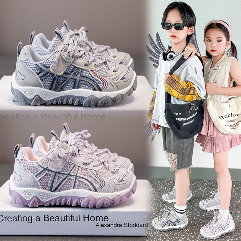 Zapatos casuales transpirables de malla para niñas 2026 verano nuevos zapatos de skate de moda para niños zapatos deportivos para correr