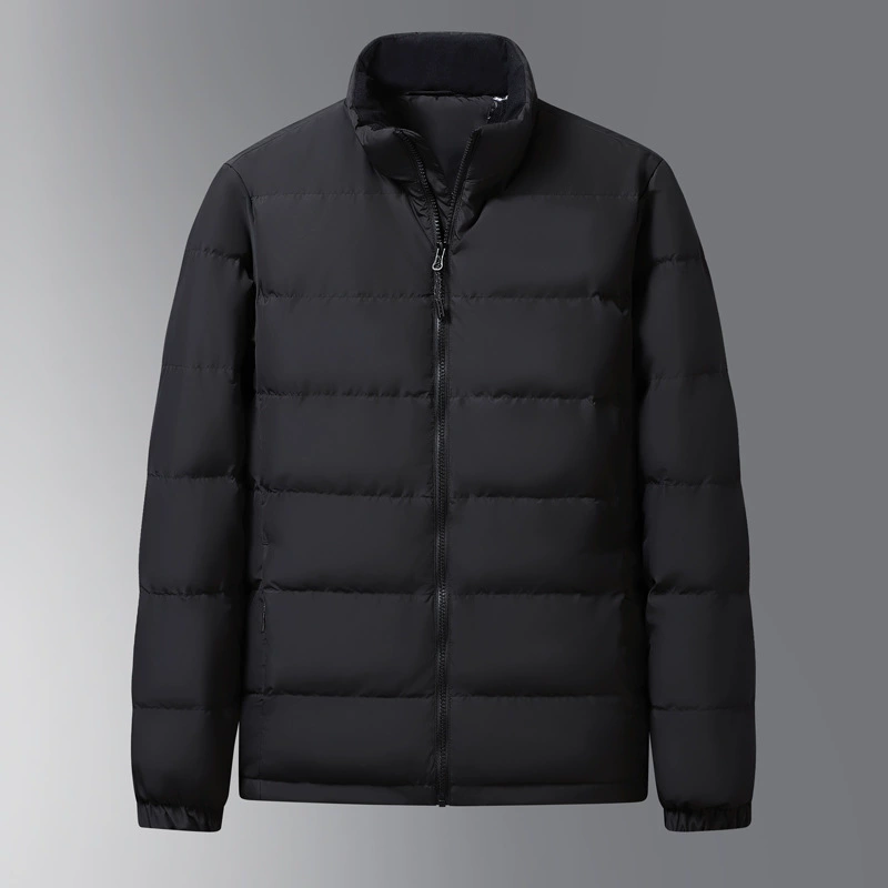 Пуховик с вышивкой и воротником с логотипом зимой тонкий теплый сплошной цвет пуховик с логотипом