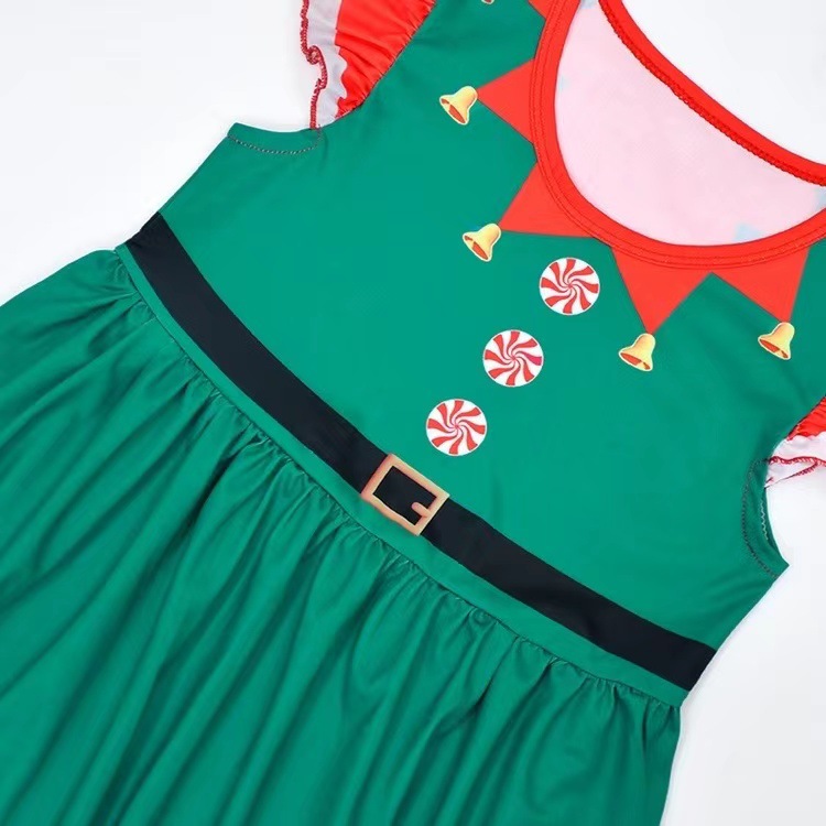 Weihnachten Neue Kinderkleidung Leistung Cosplay Mädchen Fliegende Ärmel Prinzessin Kleid 3D-Druck_voghion.com