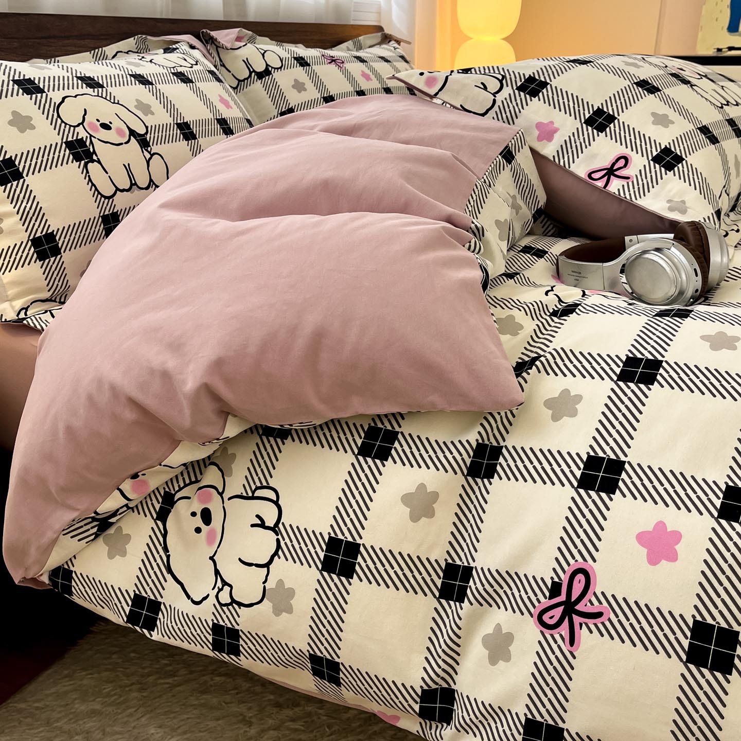 Algodón grueso de cuatro piezas, sábanas de algodón lavado con agua, dormitorios de estudiantes, tres piezas