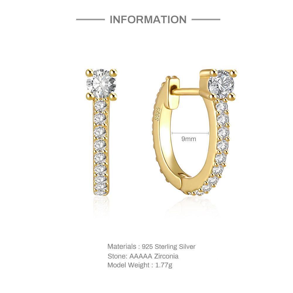 Fashion Round Silver Inlaid Zircon Earrings 1 Pair