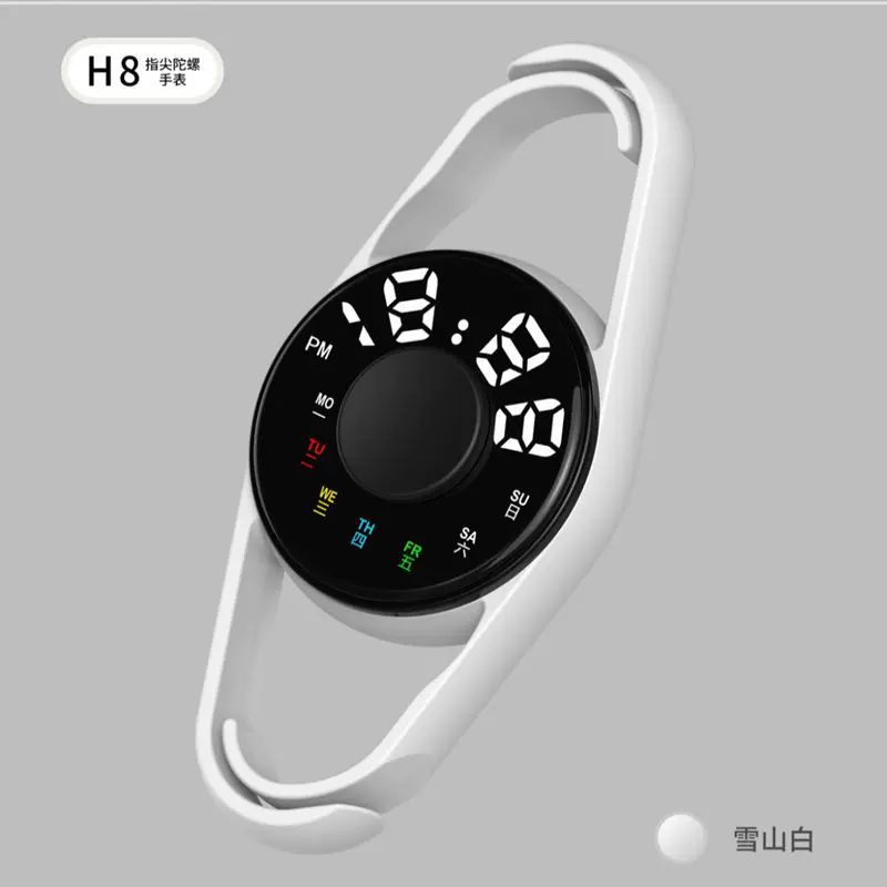 源头工厂LED电子手表H8指尖陀螺减压 锁匙扣星期数字时间跨境怀表