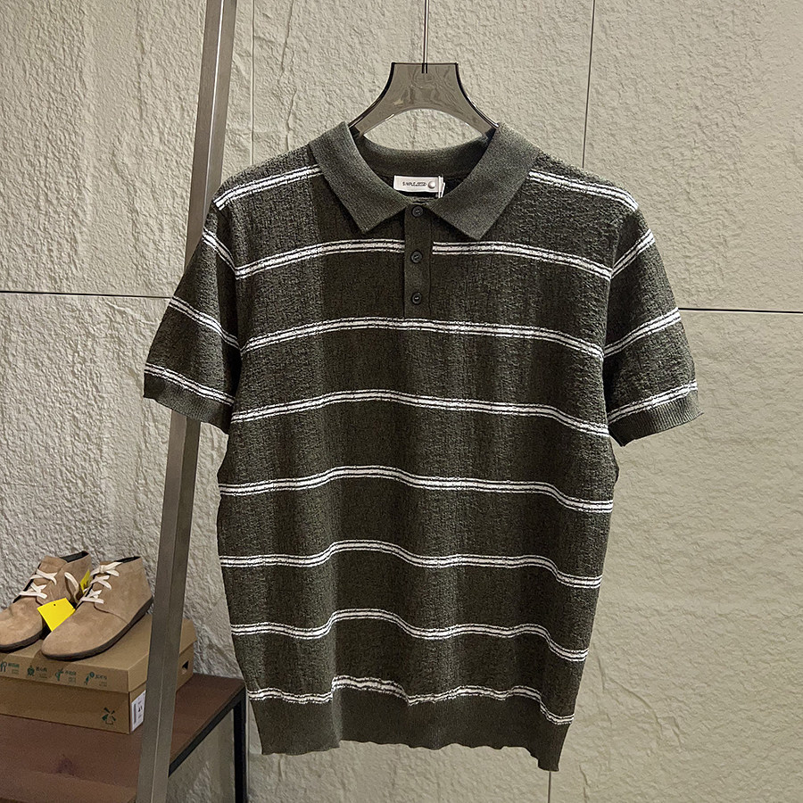Polo camiseta de punto camiseta de manga corta hombre V-collar gaviota collar solapa vieja camiseta de hielo de viento de verano fábrica transfronteriza al por mayor image 9