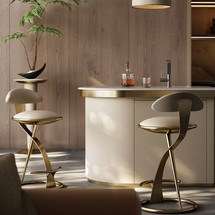 Italian Light Luxury Bar Chair Living Room Home Simple Island Back Chair Hotel Front Desk Simple High-End High Chair
