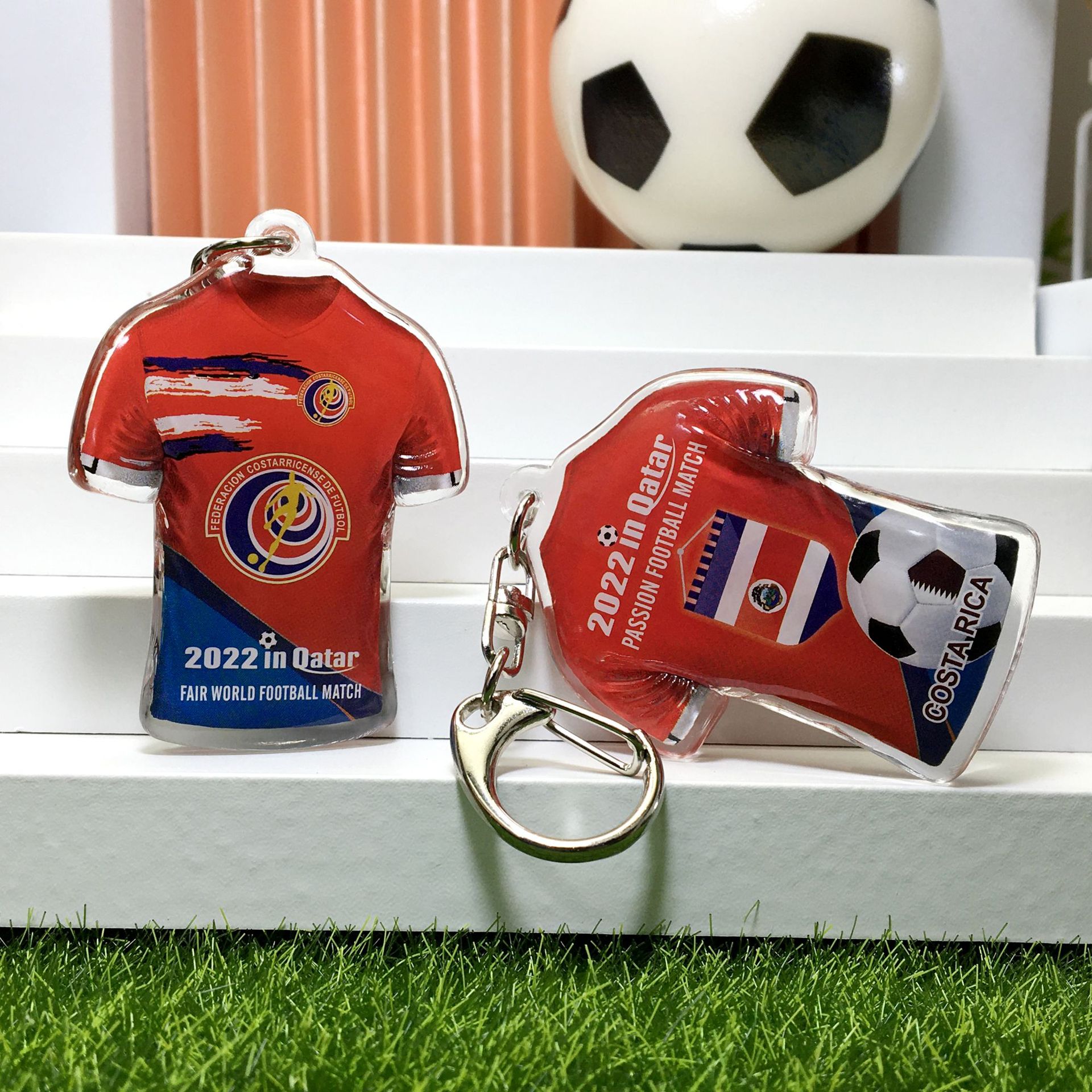 哥斯达黎加队-队徽+旗帜+足球