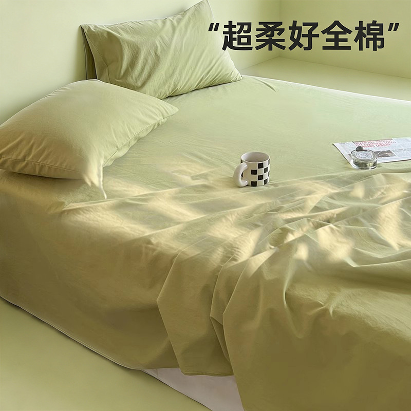 Sábanas de algodón lavado de color sólido de algodón pieza única 100 sábanas de algodón puro para dormir desnudas cama individual dormitorio individual doble traje de tres piezas 3