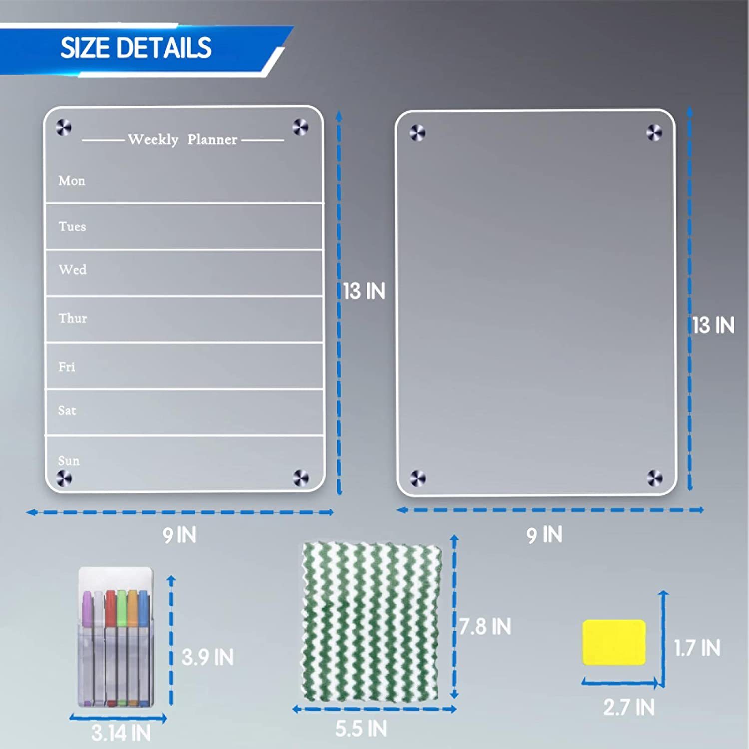 Fábrica en stock planificador de comidas semanal tablero de acrílico magnético refrigerador acrílico magnético tablero de mensajes de borrado en seco image 5
