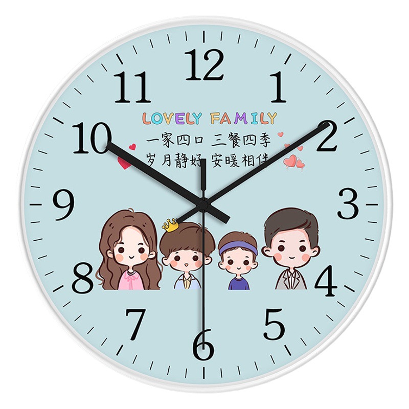 Fábrica personalizada al por mayor de dibujos animados reloj creativo familia simple reloj de pared sala de estar dormitorio pared ponche-entrega gratuita