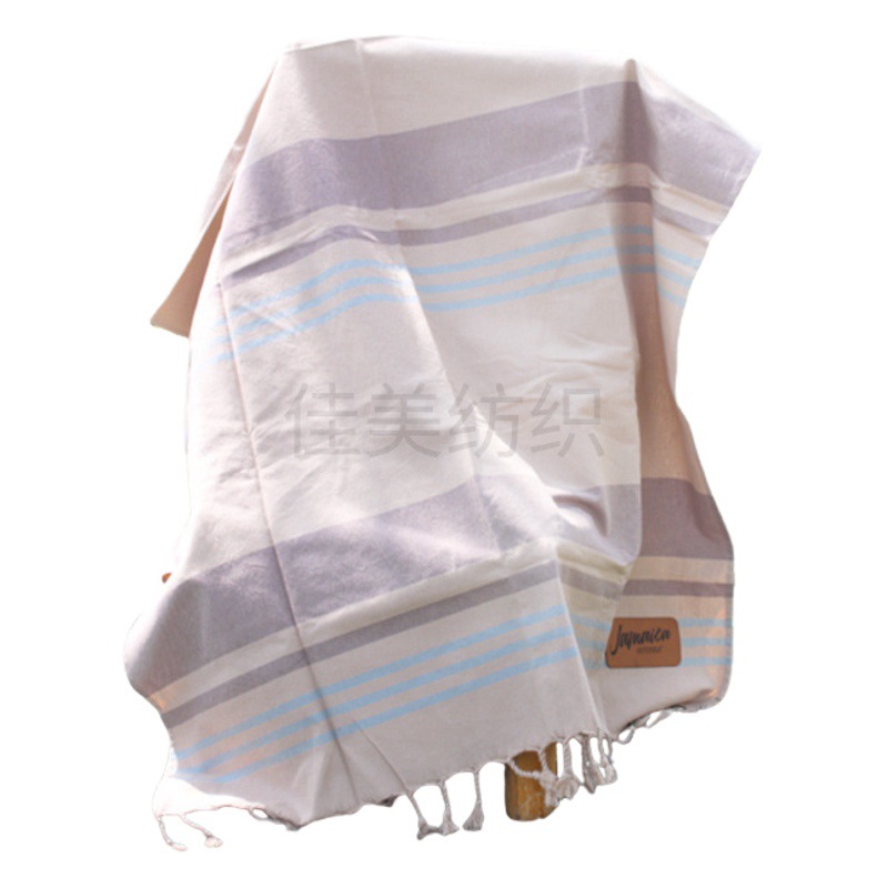 Exportación de la fábrica directa de Europa y América popular a rayas borla Toalla de playa de algodón toalla turca absorbente Gran toalla de baño teñida de hilo
