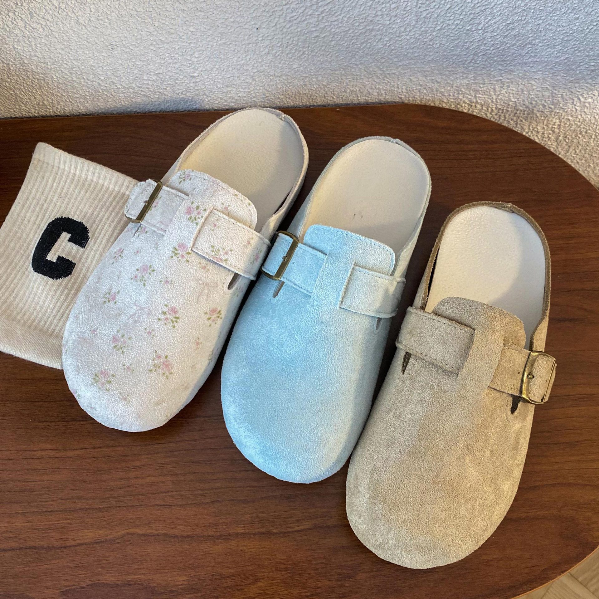 厚底勃肯鞋女内增高2025夏懒人包头半拖鞋外穿皮带扣博肯鞋N2218