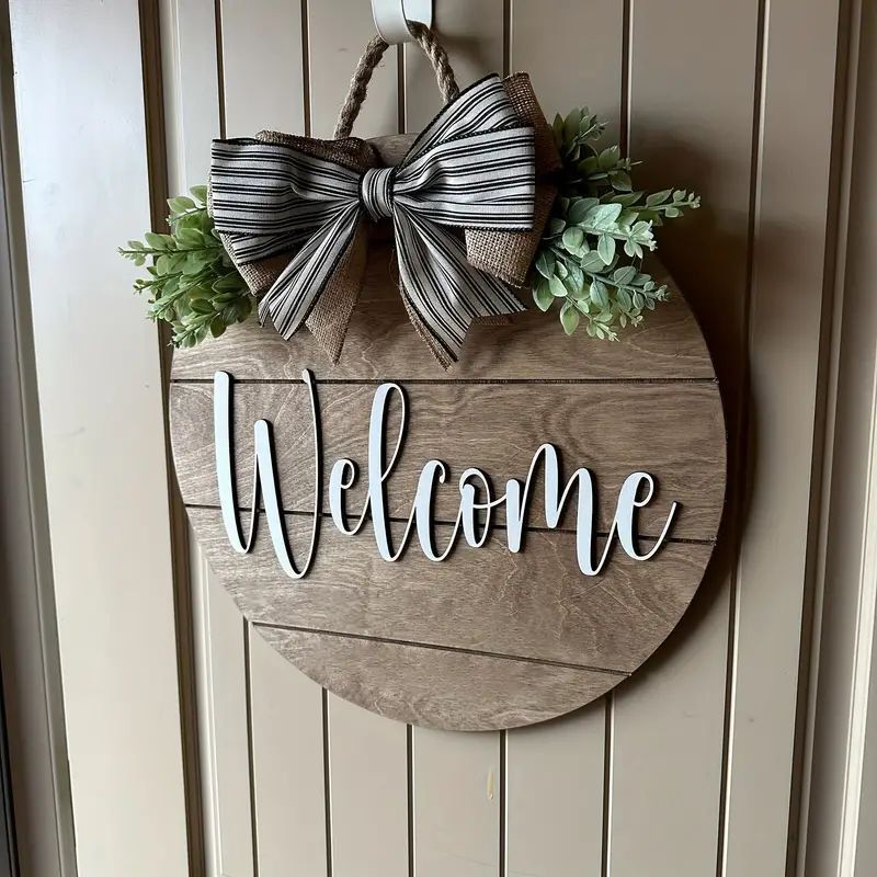 Cross-border explosions welcome logo front door decoration outdoor country round wooden wreath wall hanging autumn and winter seasonal