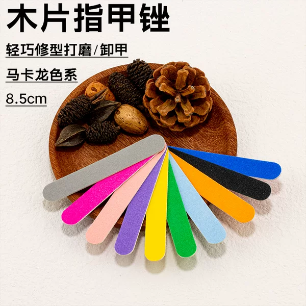 Cross-border in stock color wood skin file mixed color wood chip rubbing strip factory in stock nail art rubbing strip scrub polishing file