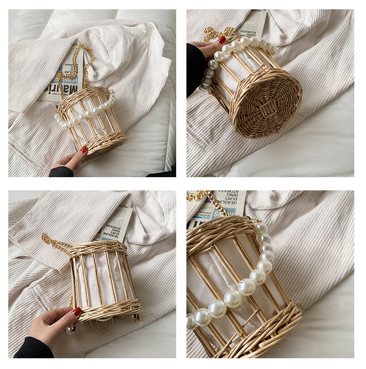 Simple Pearl Portable Straw Bag Wholesale display picture 25