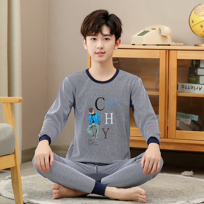 Ropa de otoño para jóvenes pantalones largos traje para niños y niñas niños medianos y grandes suéter de algodón suéter pantalones de algodón traje de ropa interior térmica