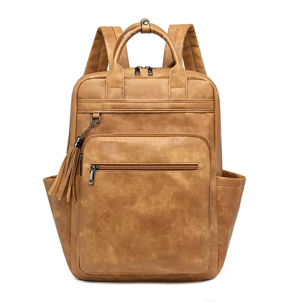 Cross-Border New Women's Backpack Pu Large Capacity Business Bag Computer Backpack Retro Backpack Women's Bags Wholesale