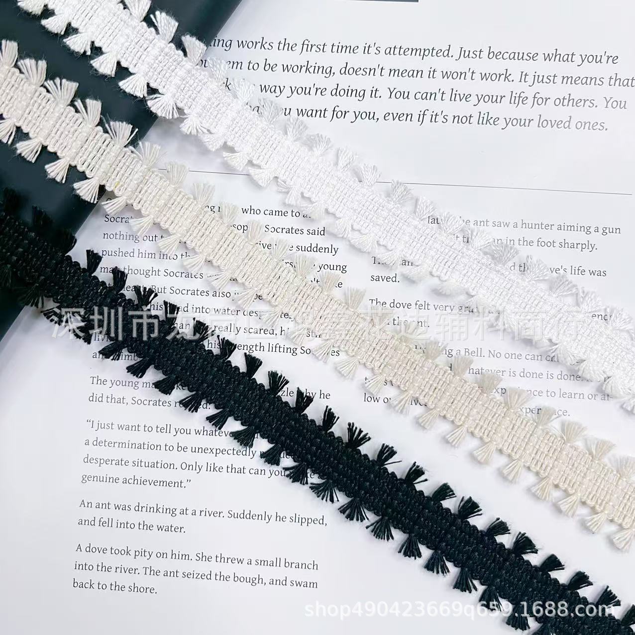 现货直销黑白小香风花边棉纱带手工DIY头饰配件鞋帽装饰辅料织带