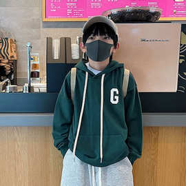 男童上衣服春秋款中大童韩版连帽衫长袖休闲儿童装卫衣