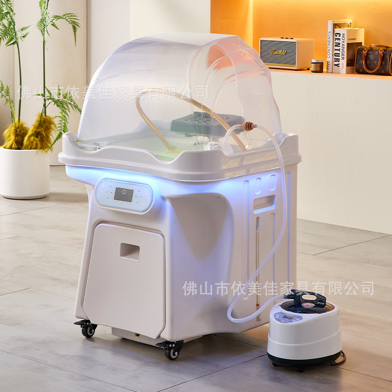 Máquina de lavado de cabello de fumigación automática con agua circulante y cama de lavado de cabello móvil para salón de belleza para tratamiento de cabello