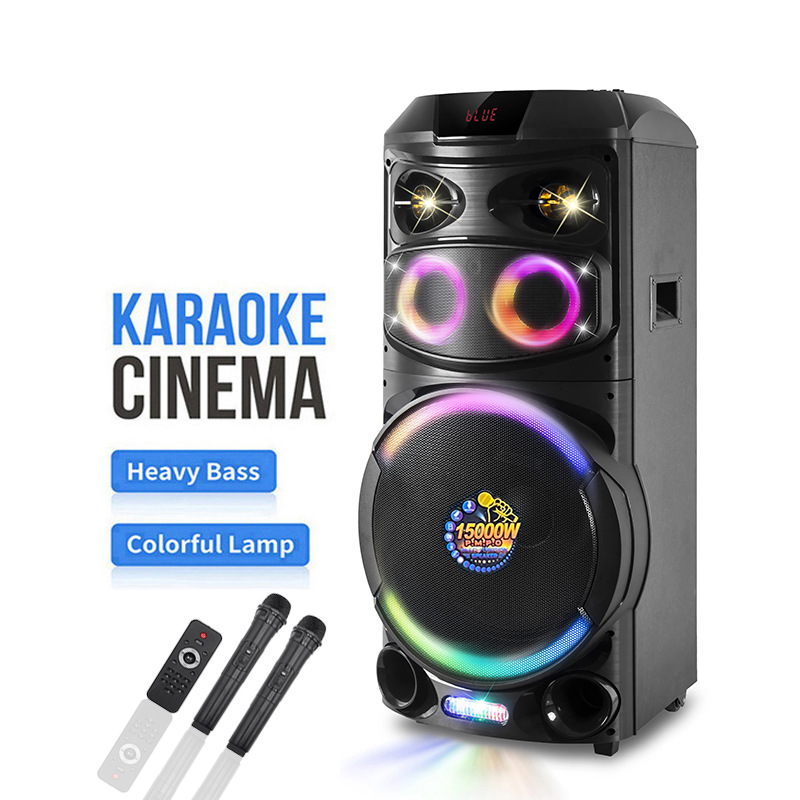 Foreign Trade Private Model 15-Inch 80W Square Dance Wireless Bluetooth Large Speaker Outdoor High-Power Mobile Trolley Speaker