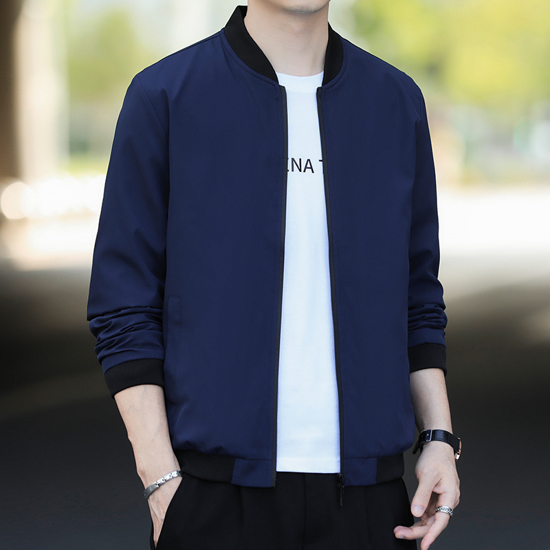 Chaqueta de traje de vuelo de la Fuerza Aérea No. 1 transfronteriza Chaqueta de hombre de cuello de soporte urbano Chaqueta de cuello de béisbol delgada Fábrica al por mayor