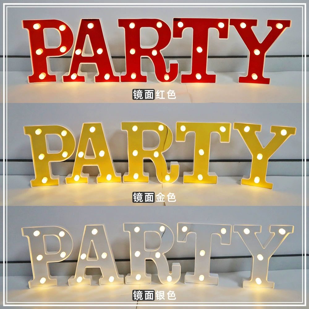 Led Letter Light Hot Stamping Silver Red English Small Letter Light Valentine's Day Confession Decorative Light Wedding Styling Light