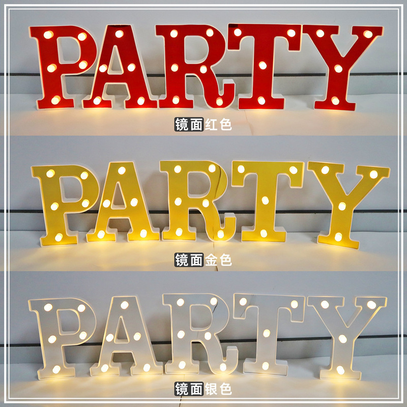 Led Letter Light Hot Stamping Silver Red English Small Letter Light Valentine's Day Confession Decorative Light Wedding Styling Light