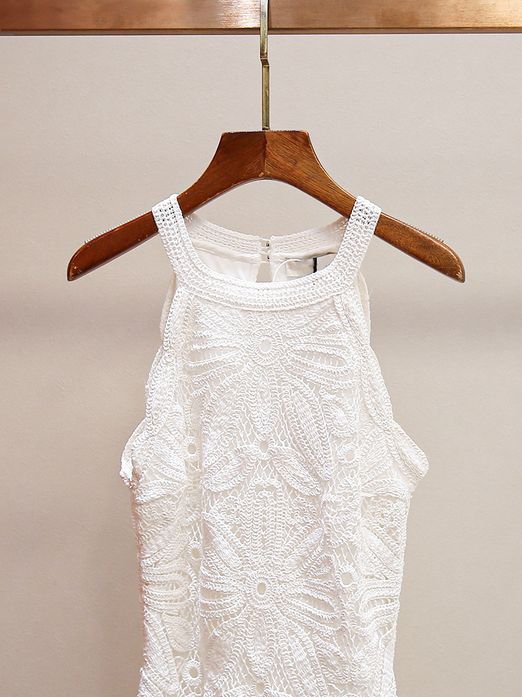 Shenzhen Nanyou High-End Women's Halter Neck Dress, Early Autumn 2023 New Style, Sleeveless, Waist-Cinching, Slimming, Embroidered Long Dress