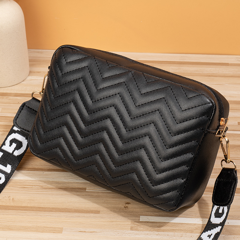 Women's Medium Pu Leather Waves Solid Color Streetwear Zipper Bag Sets display picture 32
