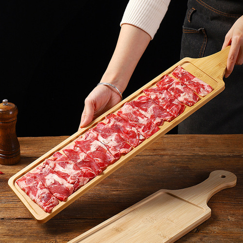 One-meter fat beef and mutton long wooden plate tray hot pot plate dish plate creative presentation special barbecue wooden tableware