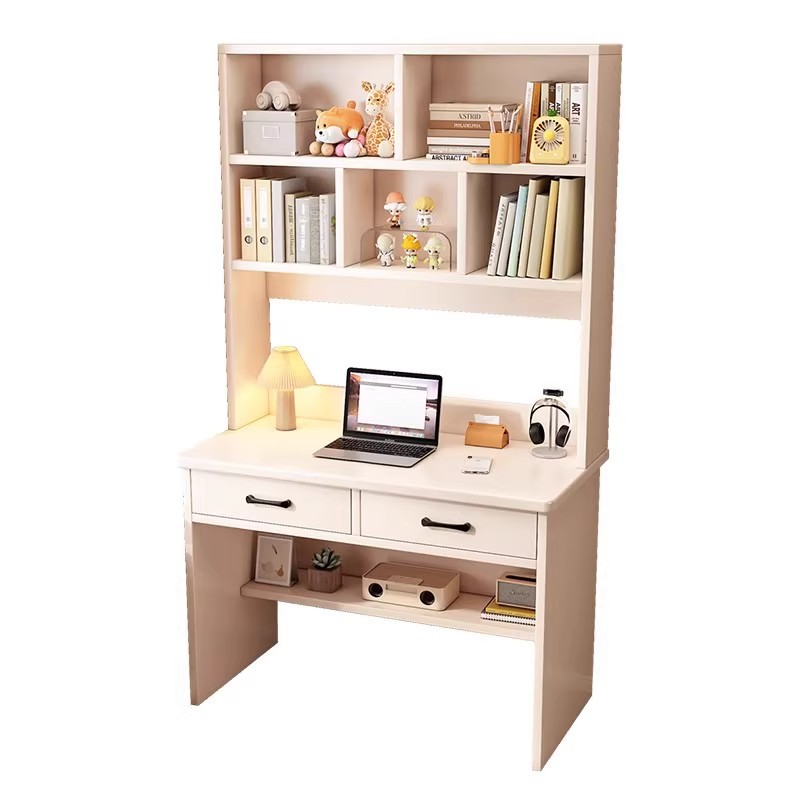 Escritorio de madera maciza, estantería, escritorio integrado, escritorio para computadora de apartamento pequeño, escritorio, dormitorio familiar, escritorio de estudio para estudiantes, escritorio image 5