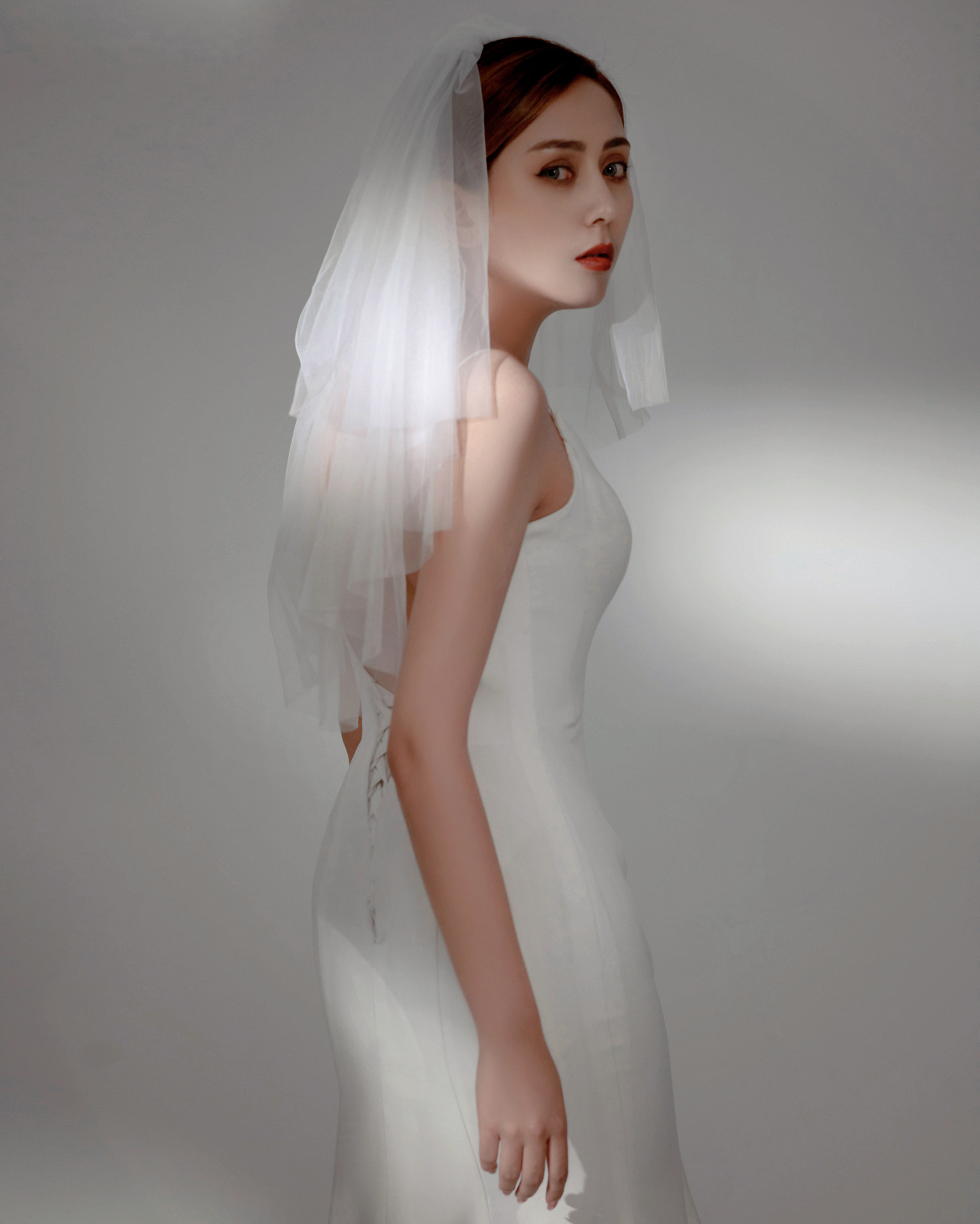 Fashion Simple Double-layer Veil Crown Veil Wedding Veil display picture 2