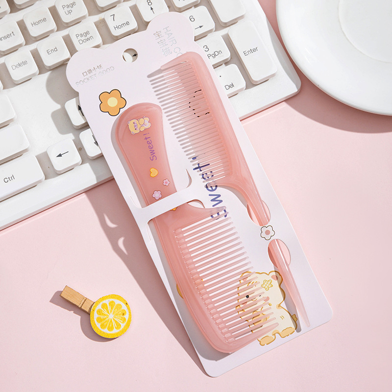 871 Juego de peine pequeño con patrón de dibujos animados Mini peine de peluquería para niños Peine portátil de dientes finos de cola puntiaguda para el cabello suave