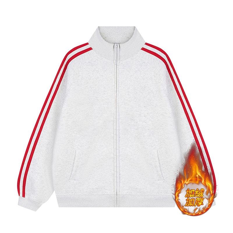 三条杠立领开衫拉链外套卫衣定制秋冬潮流广告衫文化衫工作服班服|undefined